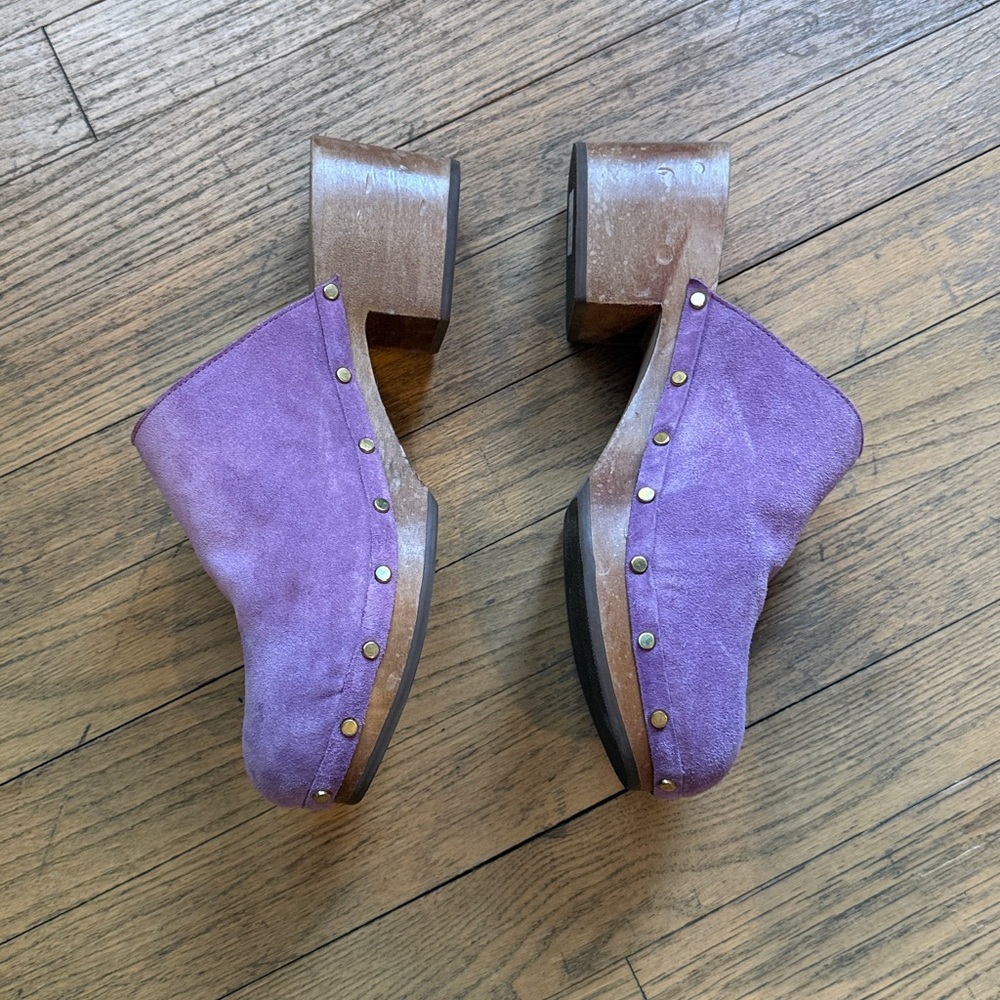 Sezane Tibby Purple Suede clog mules - Picture 3 of 5